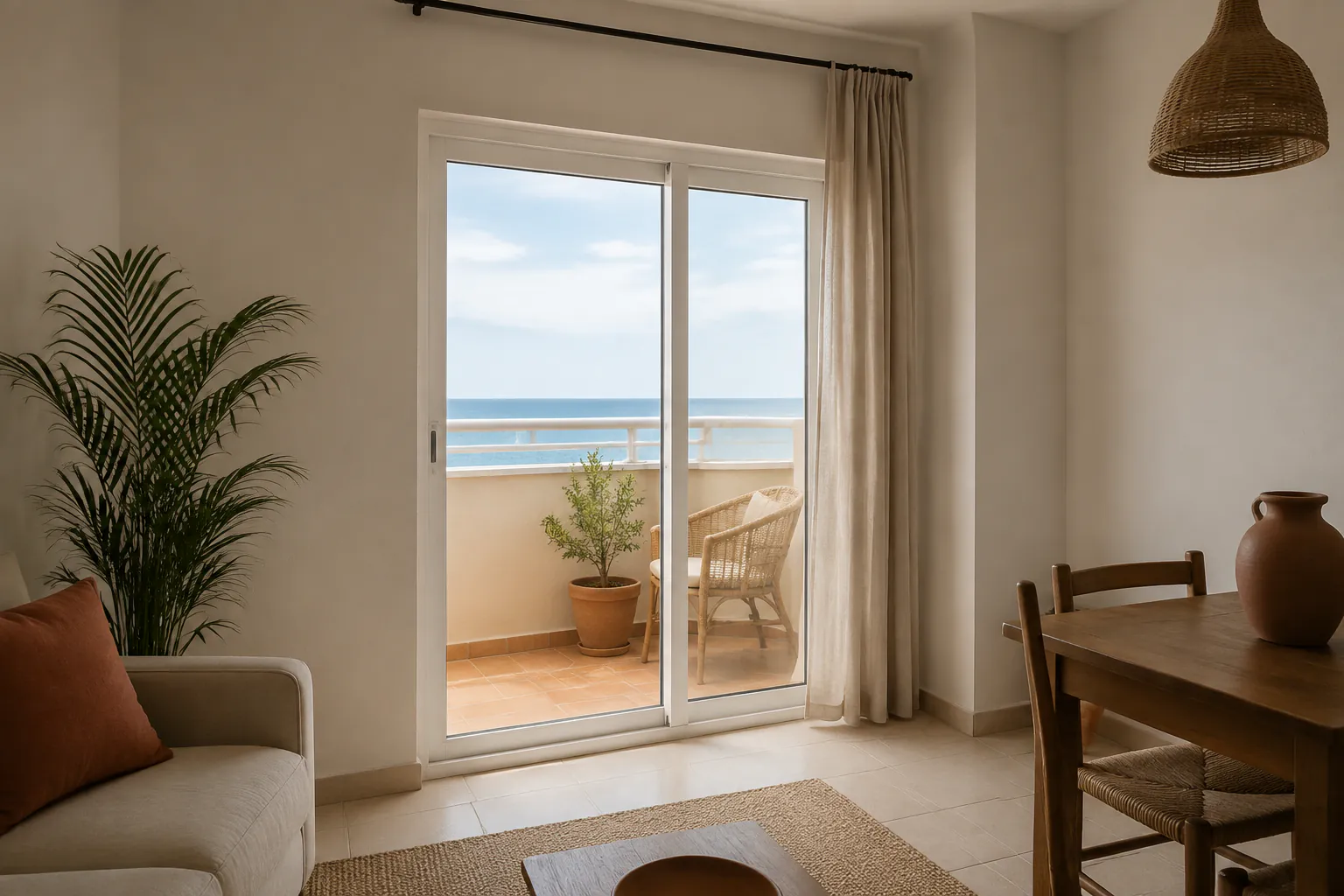 Ventana corredera de PVC junto a una terraza en Castellón de la Plana